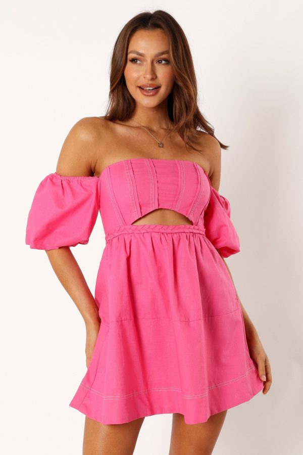 Aurora Off Shoulder Mini Dress - Pink