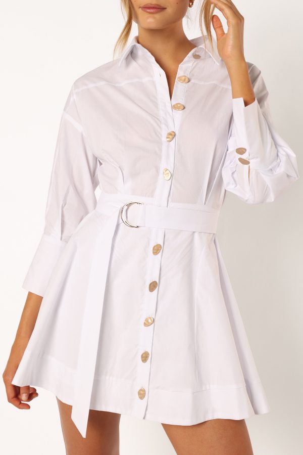 Julia Belted Mini Dress - White