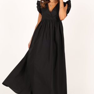 Scout Frill Shoulder Maxi Dress - Black